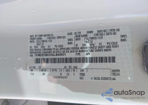 2022 Ford Bronco Outer Banks из США, поврежденный, VIN 1FMDE5BH3NLB45831